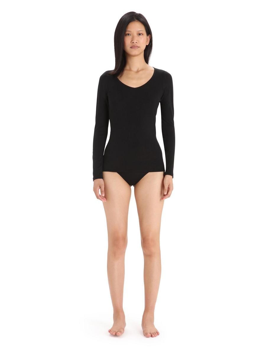 Sous Vêtement Icebreaker Merino Siren Long Sleeve Sweetheart Top Femme Noir | FR 1691GSOL